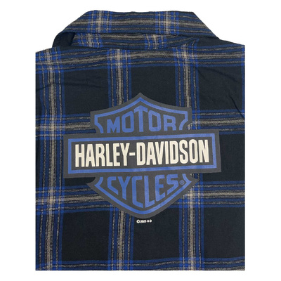 Harley-Davidson Little Boys Brushed Plaid Long Sleeve Shirt - Black/Blue