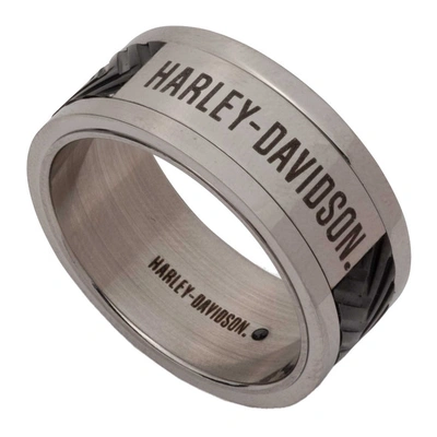 Harley-Davidson Mens Tire Track H-D Script Band Ring - Stainless Steel