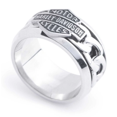 Harley-Davidson Mens Bar &amp; Shield Logo Faux Chain Ring - Stainless Steel