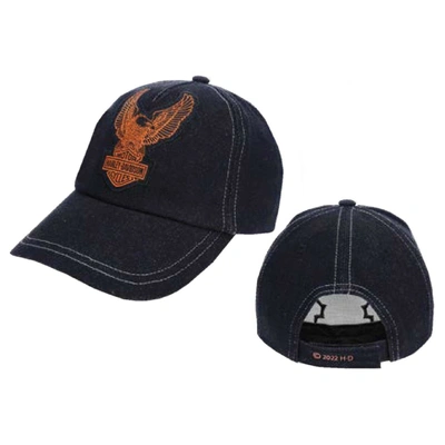 Harley-Davidson Little Boys Up-Wing Eagle Patch Denim Baseball Cap - Black