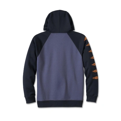 Harley-Davidson Mens Old English Stacked Bar &amp; Shield Raglan Hoodie - Harley Black/Surf The Web