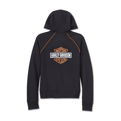 Harley-Davidson Classic Bar &amp; Shield Zip Front Womens Hoodie - Harley Black