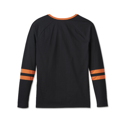 Womens First-Class Long Sleeve Raglan Top - Colorblock - Harley Black &amp; Harley Orange