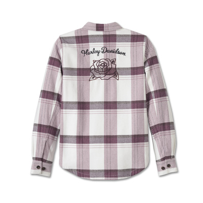 Harley-Davidson Essential Womens Shirt Jacket - Plaid Wistful Mauve &amp; Cloud Dancer
