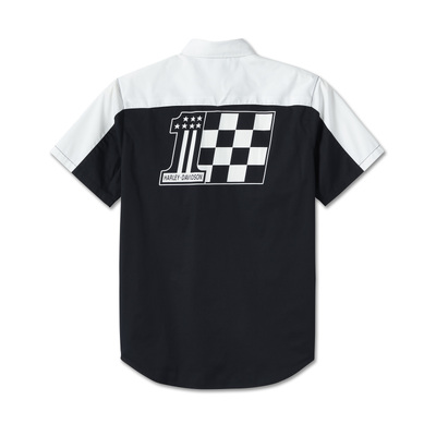 Harley-Davidson Mens #1 Victory Short Sleeve Shirt - Colorblocked - Bright White - Colorblocked - Bright White