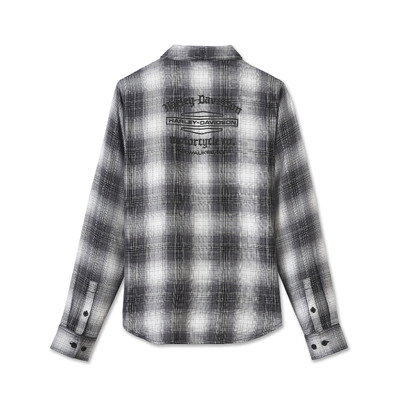 Womens Stacked Bar &amp; Shield Long Sleeve Viscose Shirt - Plaid - Harley Black &amp; Quiet Shade
