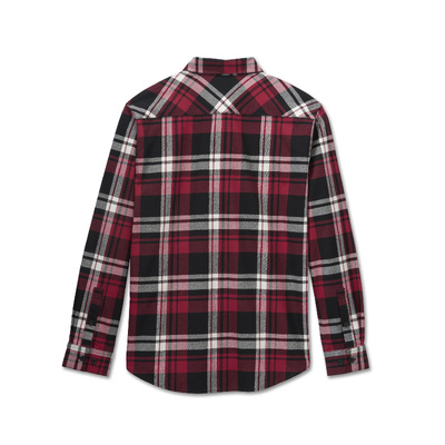 Harley-Davidson Men&#39;s Bar &amp; Shield Flannel Shirt - Plaid - Chili Pepper &amp; Harley Black