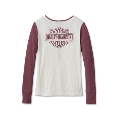 Harley-Davidson Bar &amp; Shield Timeless Womens Henley - Colorblocked - Cloud Dancer