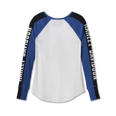 Harley-Davidson Womens Bar &amp; Shield Raglan Long Sleeve Tee - Colorblocked/Bright White