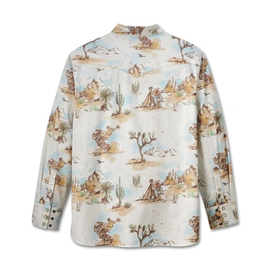 Harley-Davidson Mens Out West Printed Woven Print Shirt - Cloud Dancer/Porcelain Blue