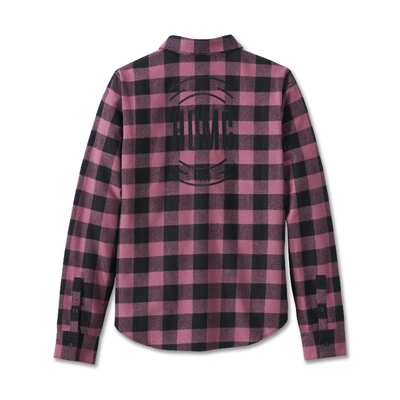 Harley-Davidson Womens Rustic Long Sleeve Flannel Shirt - YD Plaid/Crushed Berry
