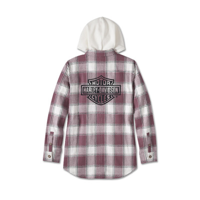 Womens Thrill Seeker Tunic with Removable Hood - YD Plaid - Crushed Berry