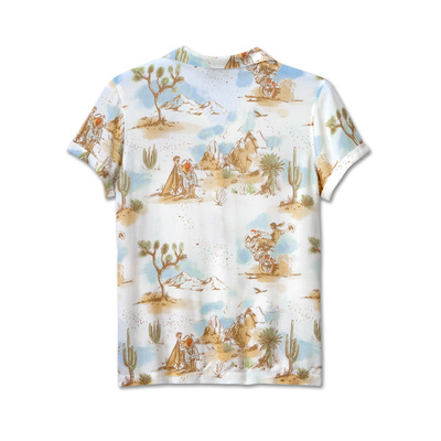 Harley-Davidson Out West Printed Womens Woven Shirt - Print Cloud Dancer &amp; Porcelain Blue
