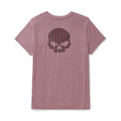Harley-Davidson Womens Willie G Skull Bling V-neck - Nostalgia Rose