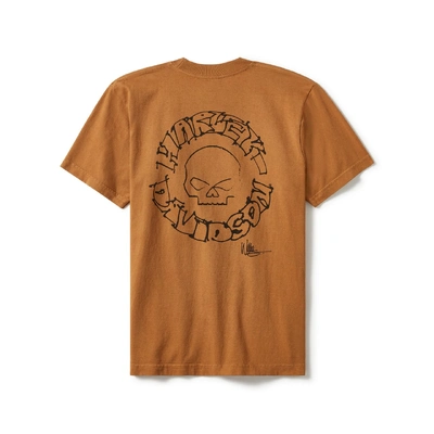 Harley-Davidson Willie G Circle Skull Sketch Art Short Sleeve - Dark Chocolate