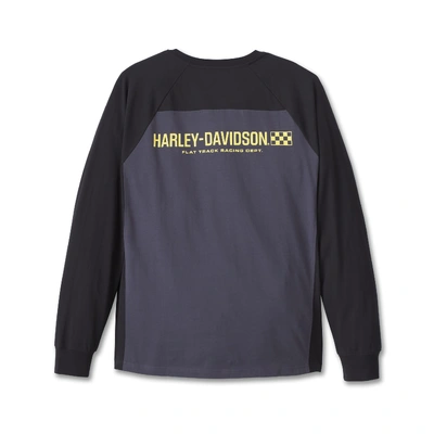 Harley-Davidson Mens Burner Long Sleeve Hooded Shirt - Colourblocked Black