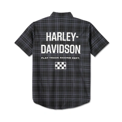 Harley-Davidson Mens Enduro Short Sleeve Performance Plaid Shirt - Black Plaid