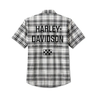 Harley-Davidson Enduro Short Sleeve Performance Mens Plaid Shirt - White Plaid