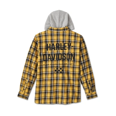 Harley-Davidson Mens Burner Long Sleeve Hooded Shirt - Yellow Plaid
