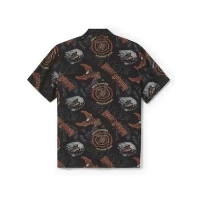 Harley-Davidson Mens 80s Tank Aloha Short Sleeve Shirt - Harley Black All Over Print
