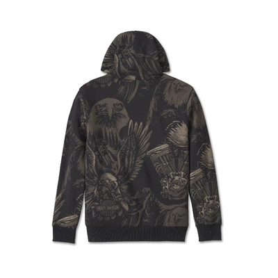 Harley-Davidson Mens Shadow Bird Zip-Up Hoodie - Allover Custom Print