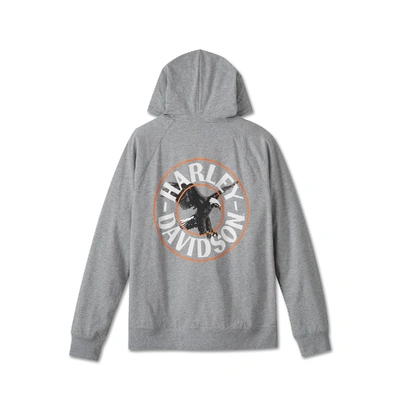 Harley-Davidson Spirit of Freedom Reversible Mens Hoodie - Heather Grey/Java