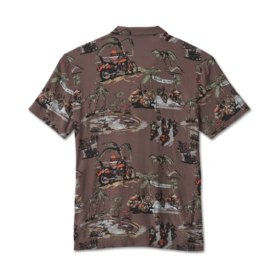 Harley-Davidson Mens Daytona Aloha Shirt - Brown Allover Print