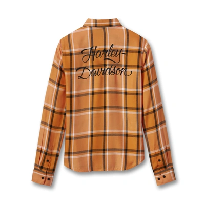 Womens Sunrise Button Down Shirt - YD Plaid - Harley Orange