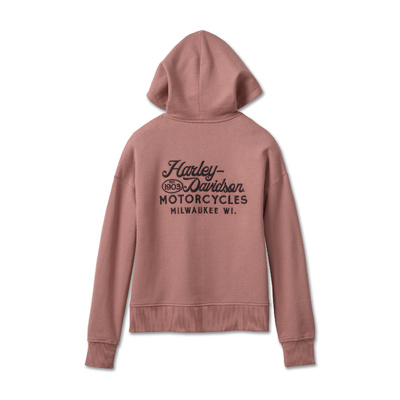 Harley-Davidson Womens Valley Rumblers V-Neck Pullover Hoodie - Light Mahogany Heather