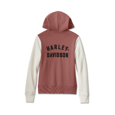 Womens Special Colorblock Racer Font Hoodie - Colorblocked/Light Mahogany