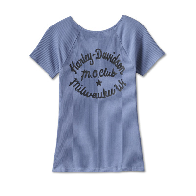 Harley-Davidson Womens Creed Club Rib-Knit Top - Colony Blue