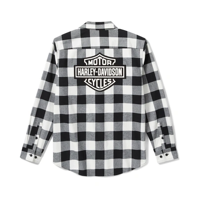 Harley-Davidson Men's Bar &amp; Shield Buffalo Check Flannel - Plaid - Harley Black/Cloud Dancer