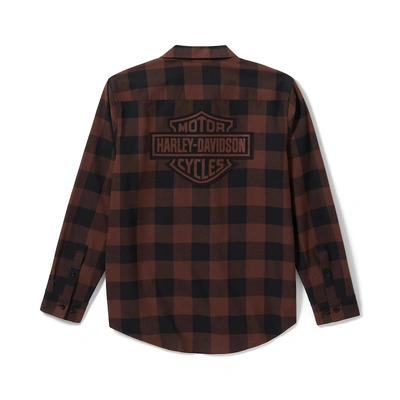Harley-Davidson Men's Bar &amp; Shield Buffalo Check Flannel - Plaid - Harley Black/Coffee