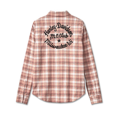 Womens Retro Club Crew Flannel Shirt - YD Plaid/Light Mahogany