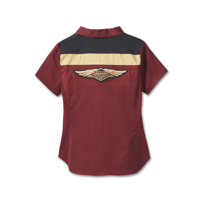 Harley-Davidson 120th Anniversary Elemental Zip Front Womens Shirt - Colorblocked - Merlot