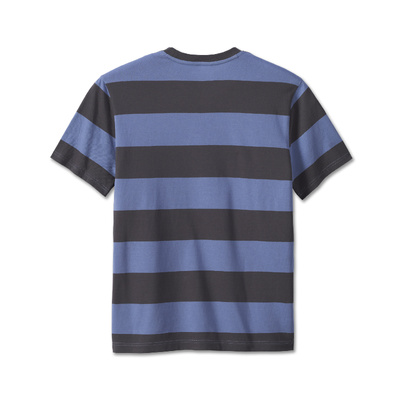 Harley-Davidson Mens Bar &amp; Shield Striped Tee - Colony Blue Stripe