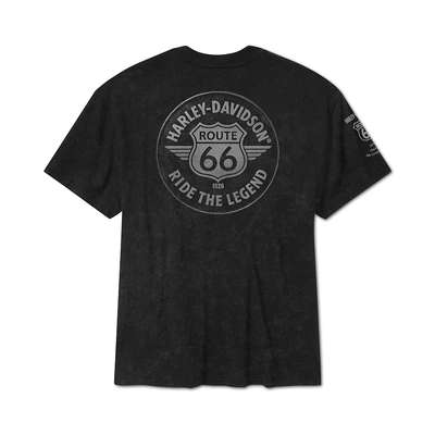 Harley-Davidson Mens Route 66 Legendary Short Sleeve Tee - Custom Black