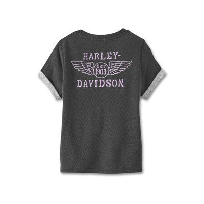 Harley-Davidson Womens At Ease Short Sleeve Pullover - Black Beauty Heather