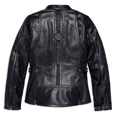 Harley-Davidson Womens Venos Perforated Coolcore Technology Leather Jacket - Black