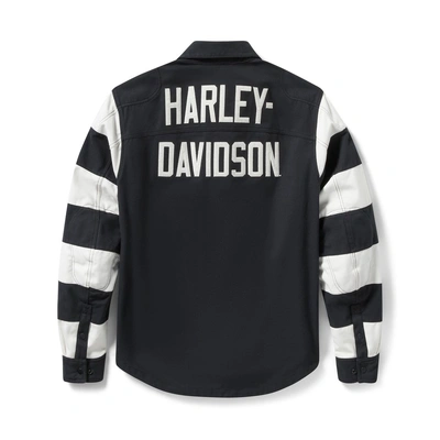 Harley-Davidson Mens H-D® Breakout Operative 2.0 Riding Shirt Jacket - Stripe - Harley Black &amp; Cloud Dancer