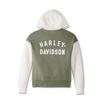Womens Special Racer Front Zip Front Hoodie - Colorblocked/Oil Green