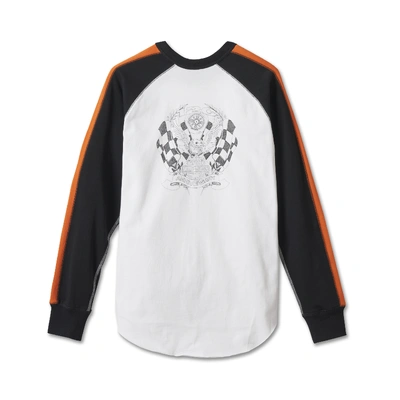 Harley-Davidson Womens 120th Anniversary Long Sleeve Knit Top - White/Black/Orange