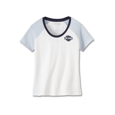 Harley-Davidson Womens United Raglan Tee - Colorblocked - Bright White