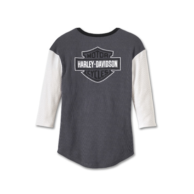 Harley-Davidson Womens Pride Contrast Henley - Colorblocked - Blackened Pearl