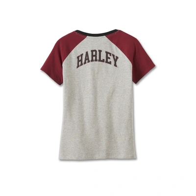 Harley-Davidson Womens United Raglan Tee - Colorblocked/Light Grey Heather