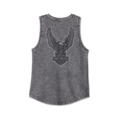 Womens Throttle Lace-Up Tank - Black Beauty