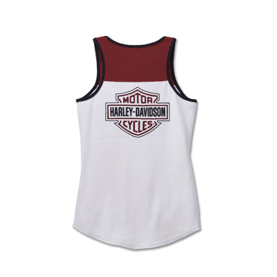 Harley-Davidson Womens Star Spangled Banner Henley Tank - Colorblocked - Bright White