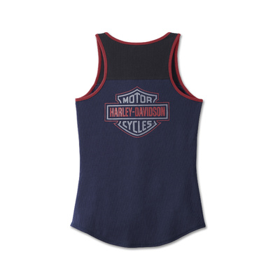 Harley-Davidson Womens Star Spangled Banner Henley Tank - Colorblocked - Peacoat