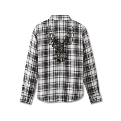 Harley-Davidson Womens Classic Eagle Plaid Shirt - YD Plaid - Black Beauty