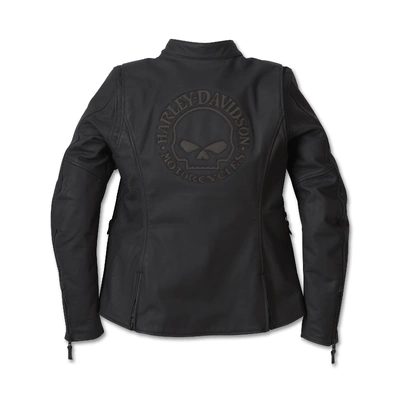 Harley-Davidson Womens Moxie Willie G Laced Leather Riding Jacket - Black Beauty